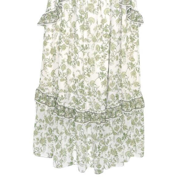 Max Studio Floral Ruffle Midi Dress Green & White Size Large - Picture 7 of 8